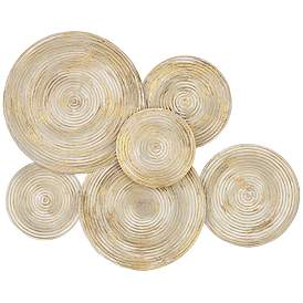 Image2 of Mesa 32 1/4 Wide Gold Cream-Washed Disk Wall Art
