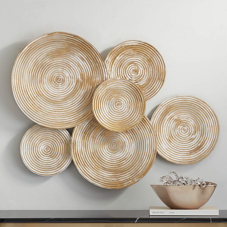 Image 1 Mesa 32 1/4 Wide Gold Cream-Washed Disk Wall Art