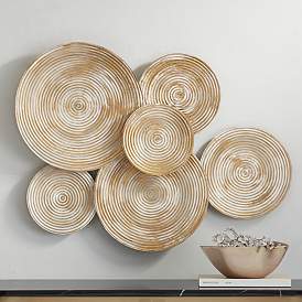 Image1 of Mesa 32 1/4 Wide Gold Cream-Washed Disk Wall Art