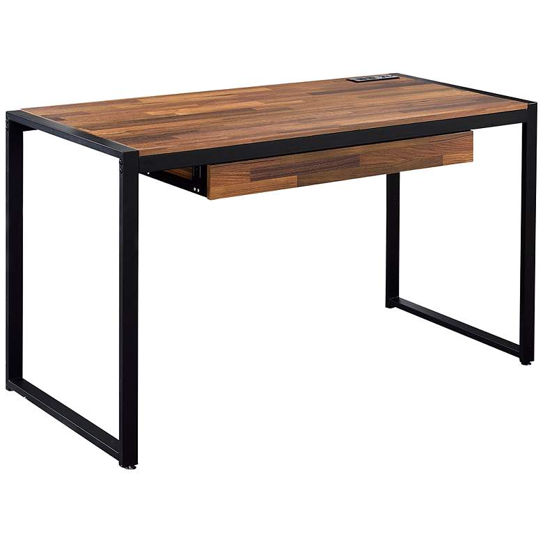 Image 2 Mesa 50 1/4" Wide Walnut Sand Black Writing Desk with USB