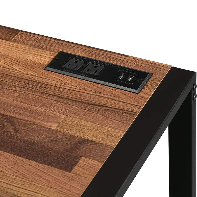Image 4 Mesa 50 1/4" Wide Walnut Sand Black Writing Desk with USB more views