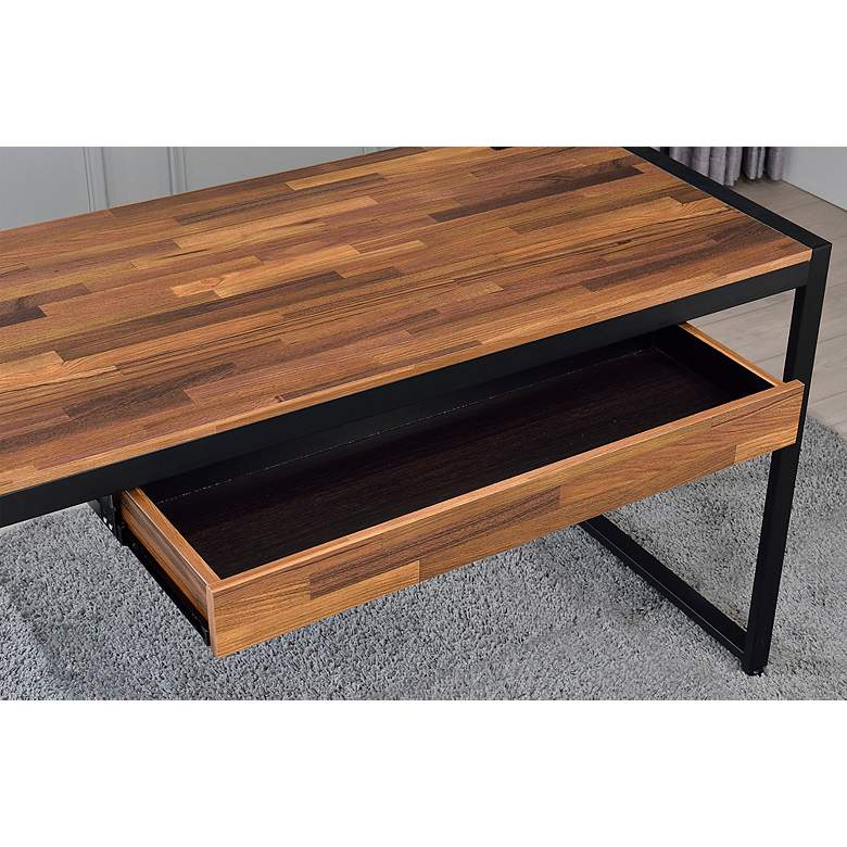 Image 5 Mesa 50 1/4" Wide Walnut Sand Black Writing Desk with USB more views