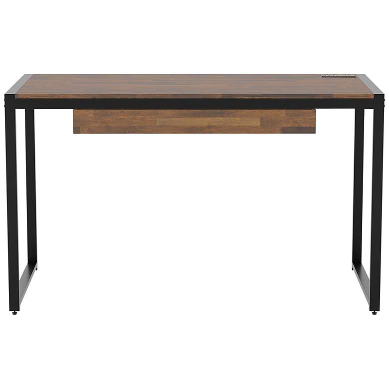 Image 6 Mesa 50 1/4" Wide Walnut Sand Black Writing Desk with USB more views