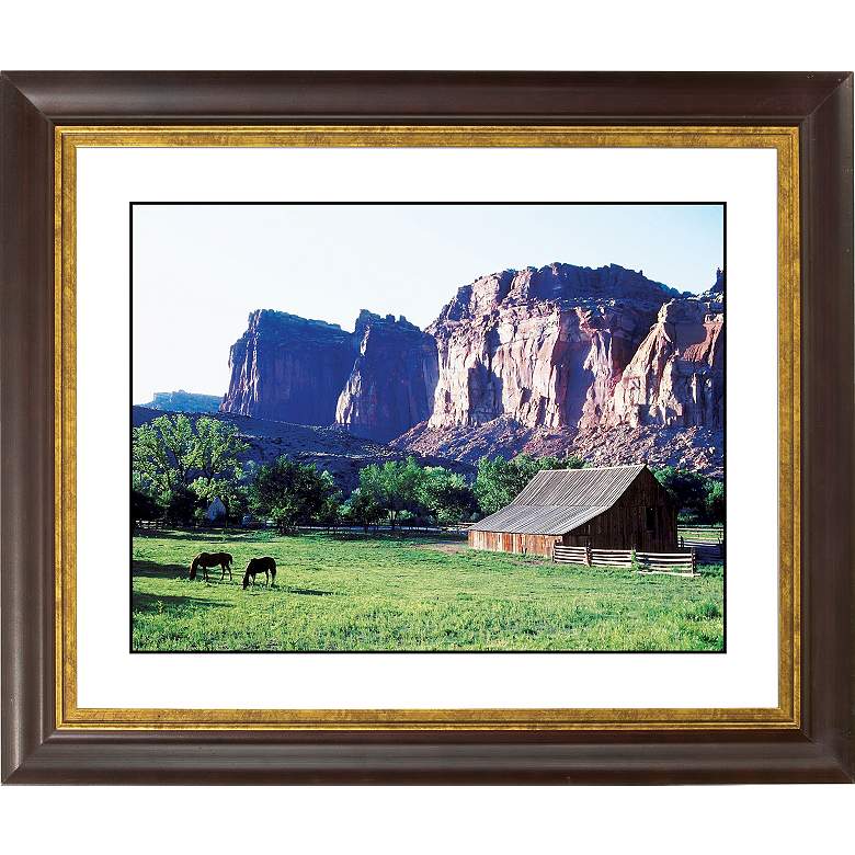 Image 1 Mesa Pasture Gold Bronze Frame Giclee 20 inch Wide Wall Art