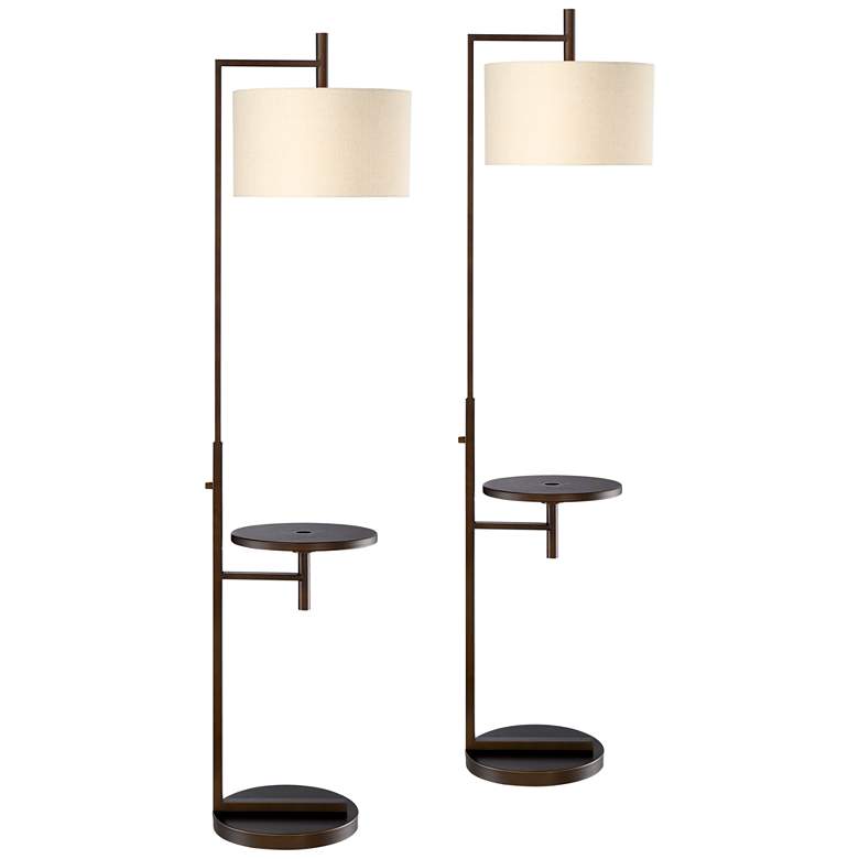 Image 1 Mesa Tray Table Floor Lamps with USB Port Set of 2