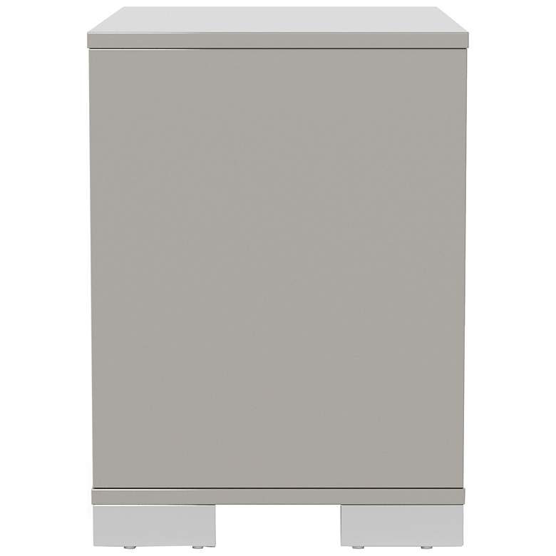 Image 5 Mesala Glossy Light Taupe 2-Drawer Nightstand with Chrome Accents more views