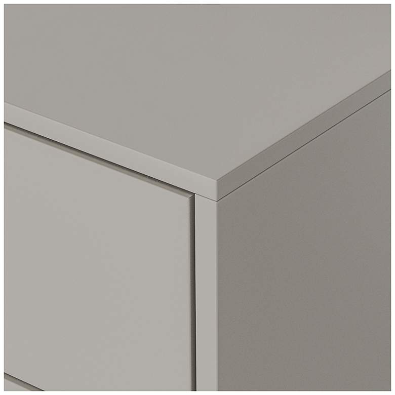 Image 6 Mesala Glossy Light Taupe 2-Drawer Nightstand with Chrome Accents more views
