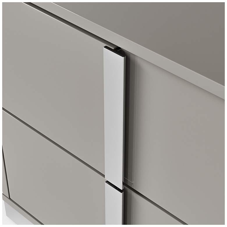 Image 7 Mesala Glossy Light Taupe 2-Drawer Nightstand with Chrome Accents more views