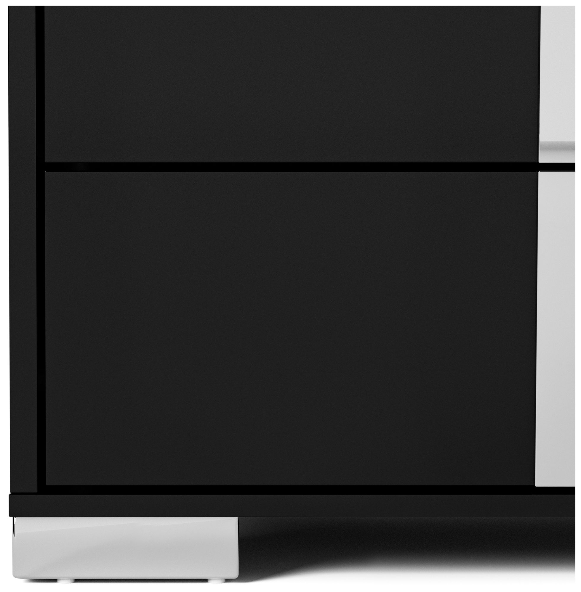 Mesala Glossy Piano Black 2-Drawer Nightstand with Chrome Accents