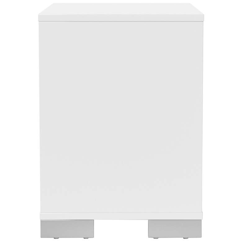 Image 6 Mesala Glossy White 2-Drawer Nightstand with Chrome Accents more views
