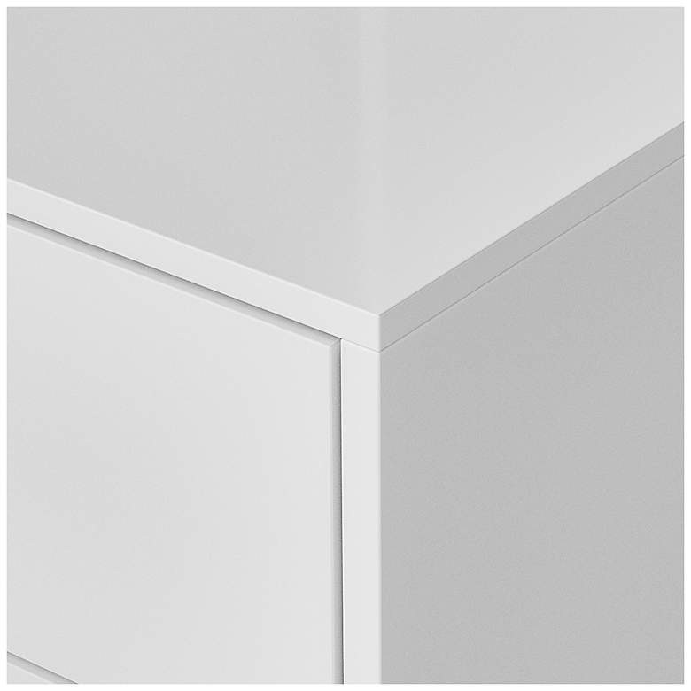 Image 7 Mesala Glossy White 2-Drawer Nightstand with Chrome Accents more views