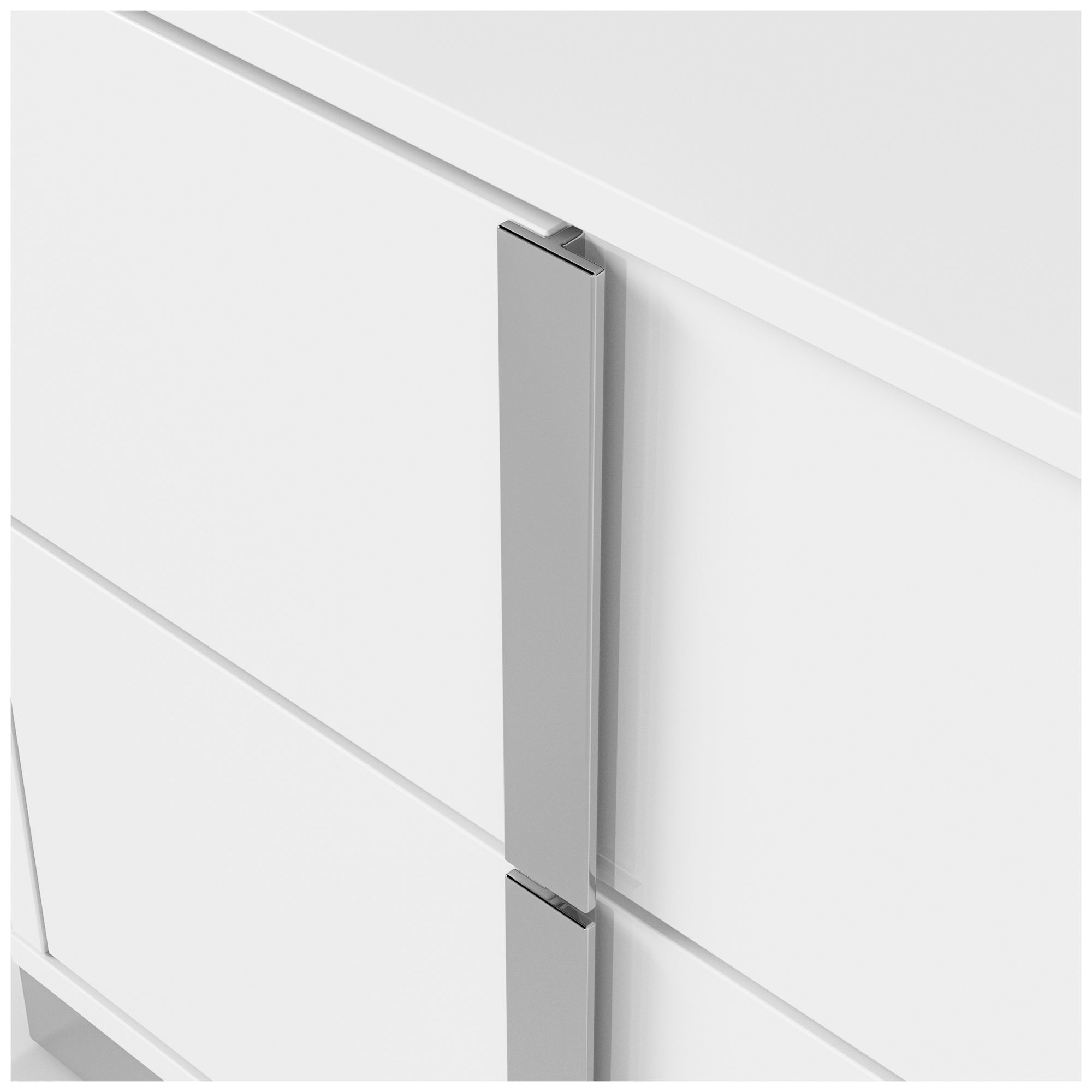 Mesala Glossy White 2-Drawer Nightstand with Chrome Accents