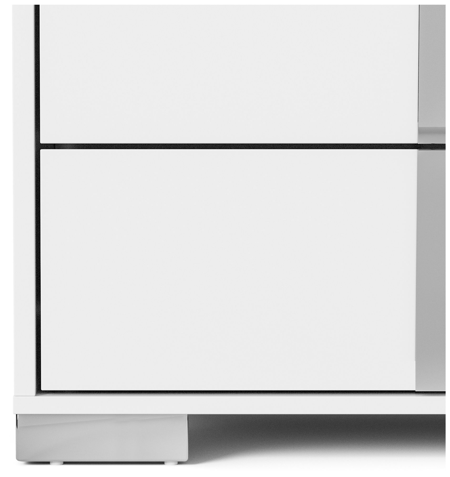 Mesala Glossy White 2-Drawer Nightstand with Chrome Accents