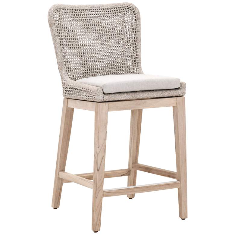 Image 1 Mesh 26 1/2 inch Taupe and White Woven Outdoor Counter Stool
