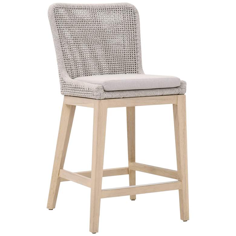 Image 1 Mesh 26 1/2" Taupe White Rope Weave Outdoor Counter Stool