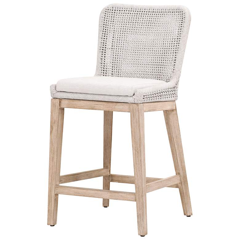 Image 6 Mesh 26" White Rope and Natural Gray Mahogany Counter Stool more views
