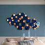 1_Mesh 51" Wide Hand-Painted Etched Metal Abstract Wall Art