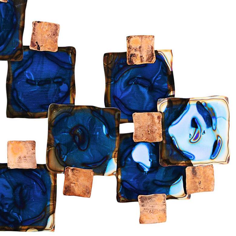 Image 3 Mesh 51" Wide Hand-Painted Etched Metal Abstract Wall Art more views