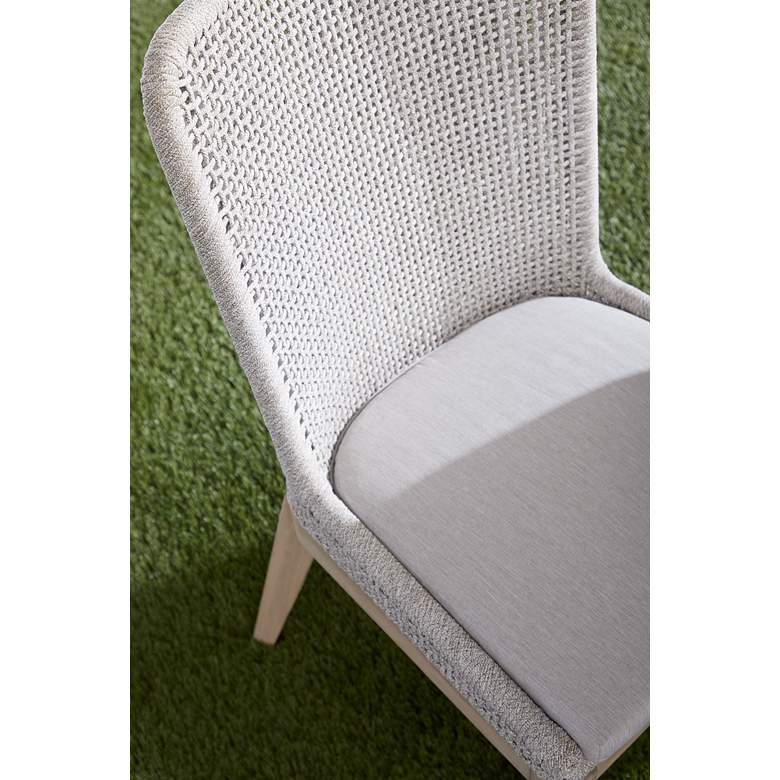 Image 4 Mesh Taupe White Rope Weave Outdoor Dining Chairs Set of 2 more views