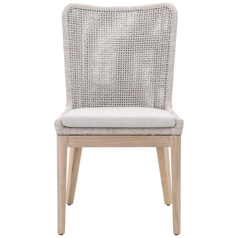 Image 7 Mesh Taupe White Rope Weave Outdoor Dining Chairs Set of 2 more views
