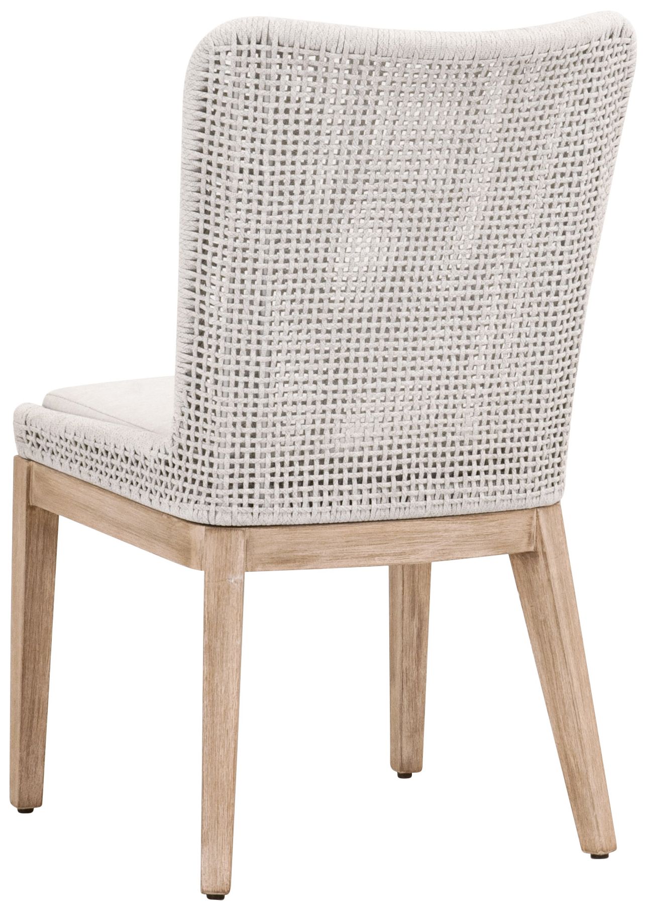 Mesh White Speckle Rope and Natural Gray Wood Dining Chair Set of 2