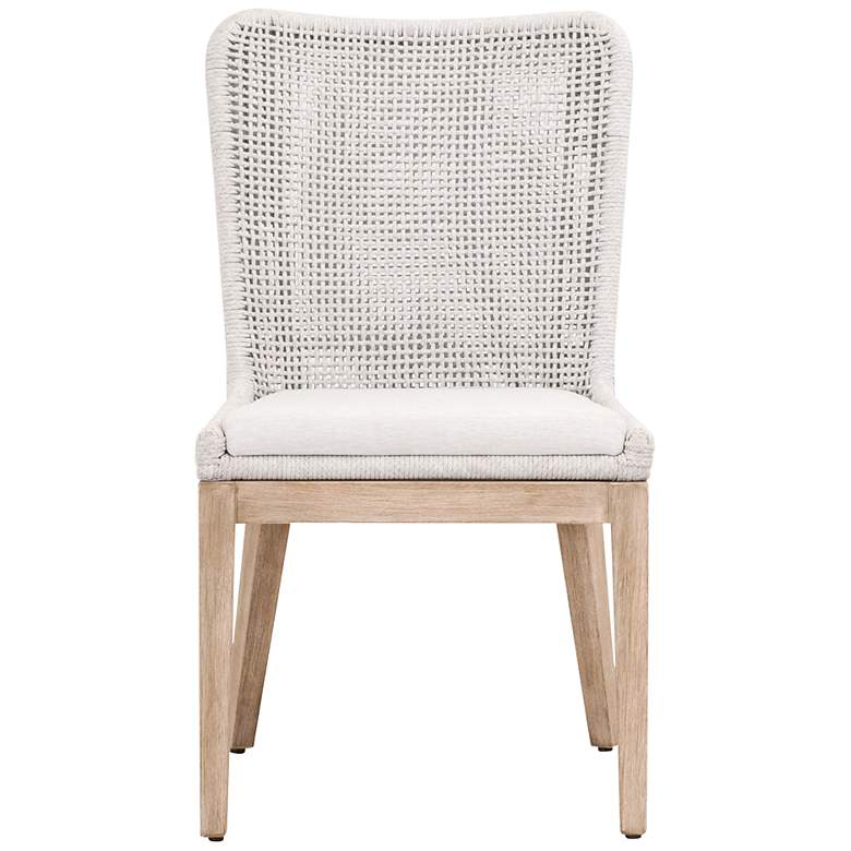 Image 1 Mesh White Speckle Rope and Natural Gray Wood Dining Chair