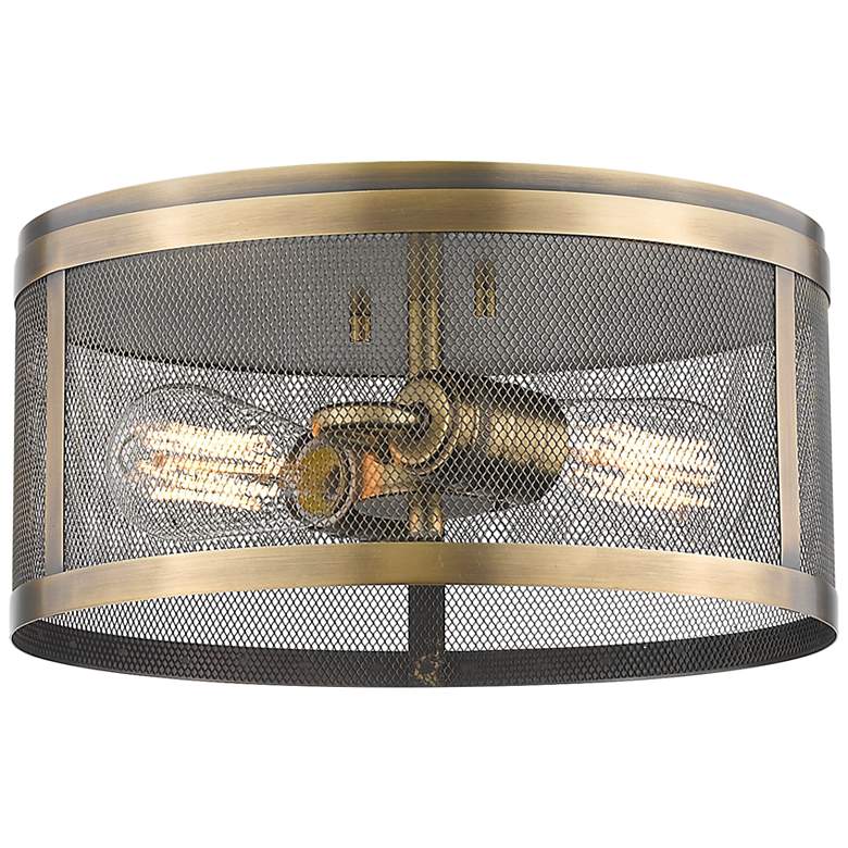 Image 1 Meshsmith 2 Light Flush Mount in Natural Brass