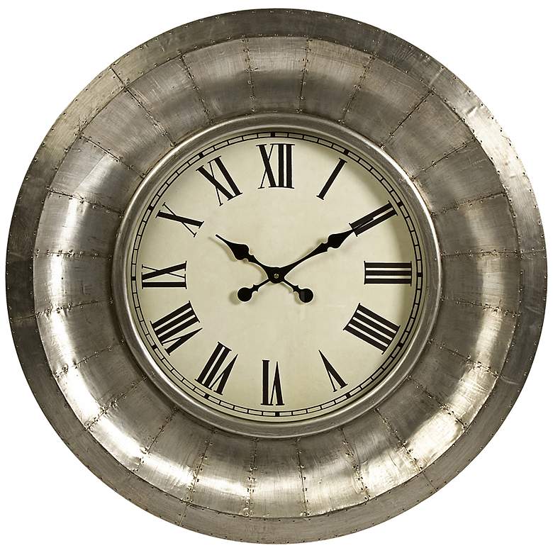 Image 1 Mesick 33 1/4" Round Aluminum Clock