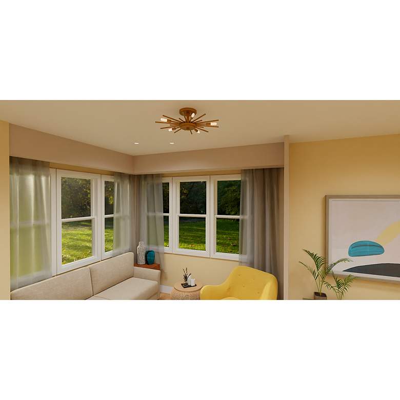 Image 7 Mesquite 22" Wide Weathered Brass 5-Light Ceiling Light more views