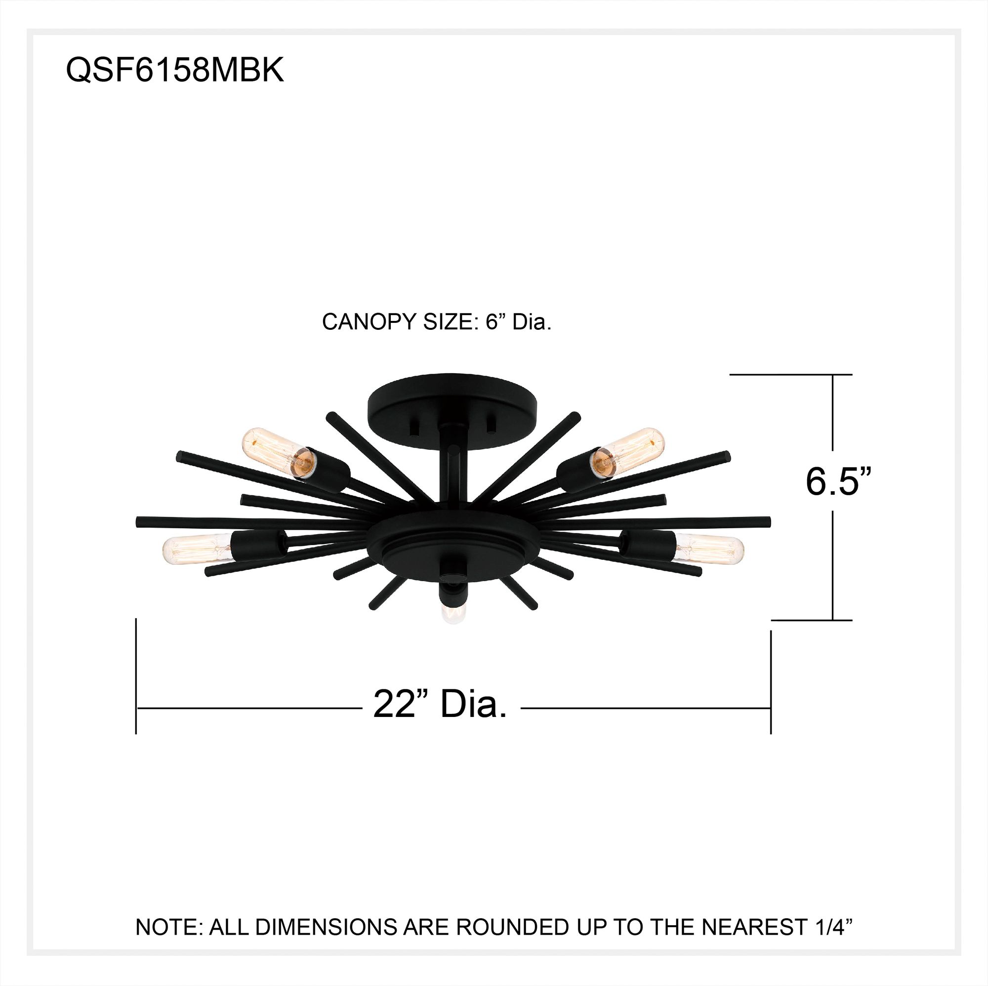 Mesquite 5-Light Matte Black Semi-Flush Mount