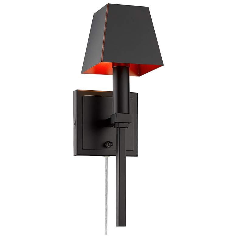 Image 1 Messina 4 3/4" Wide Matte Black 1-Light Wall Sconce with Copper Interi
