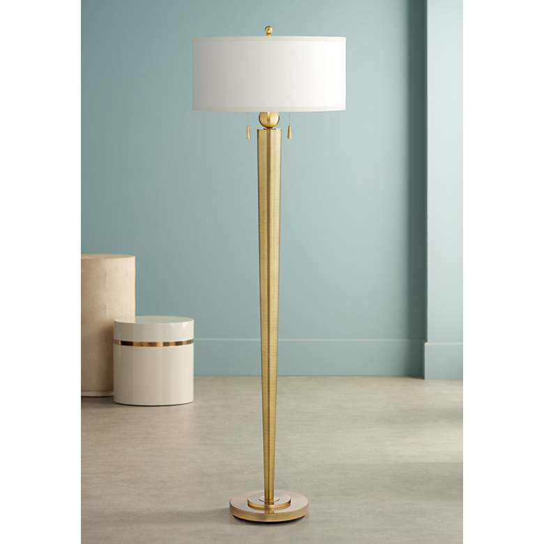 Image 1 Messina Antique Brass Double Pull Floor Lamp