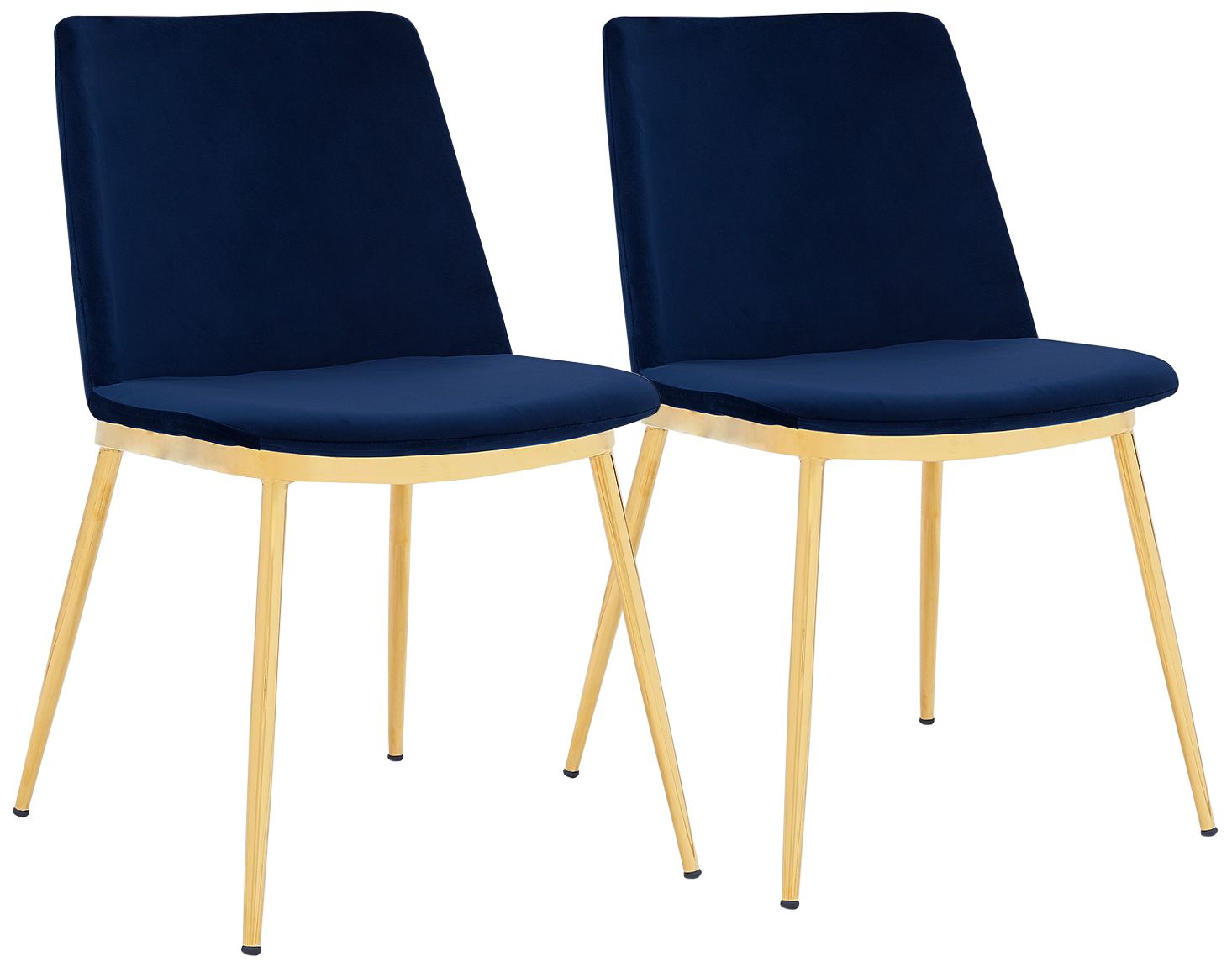 Messina Blue Velvet and Gold Metal Dining Chairs Set of 2 106E1