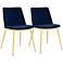 Messina Blue Velvet and Gold Metal Dining Chairs Set of 2