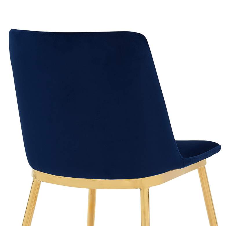 Image 3 Messina Blue Velvet and Gold Metal Dining Chairs Set of 2 more views