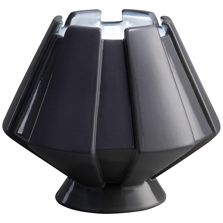 Image 1 Meta 7" High Gloss Gray Ceramic Portable LED Accent Table Lamp