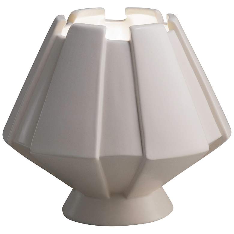 Image 1 Meta 7 inch High Gloss White Ceramic Portable LED Accent Table Lamp