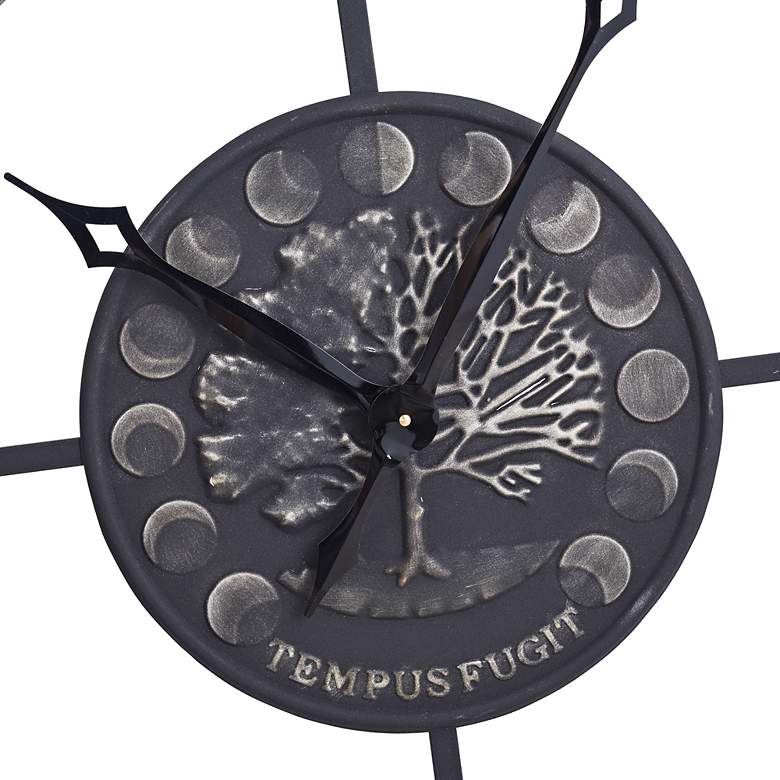 Image 5 Metal Analog Roman Numeral Wall Clock - Aged Black more views