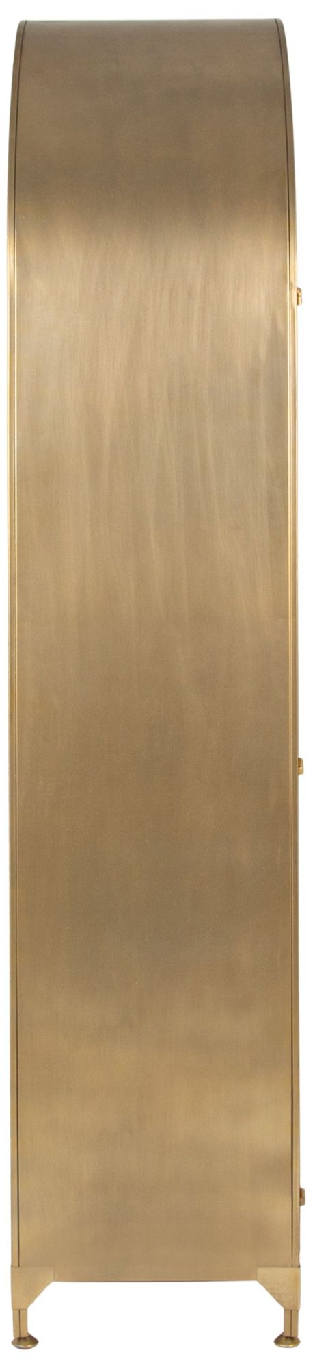 Metal and Glass Cabinet with Arched Doors and 3 Shelves, Gold