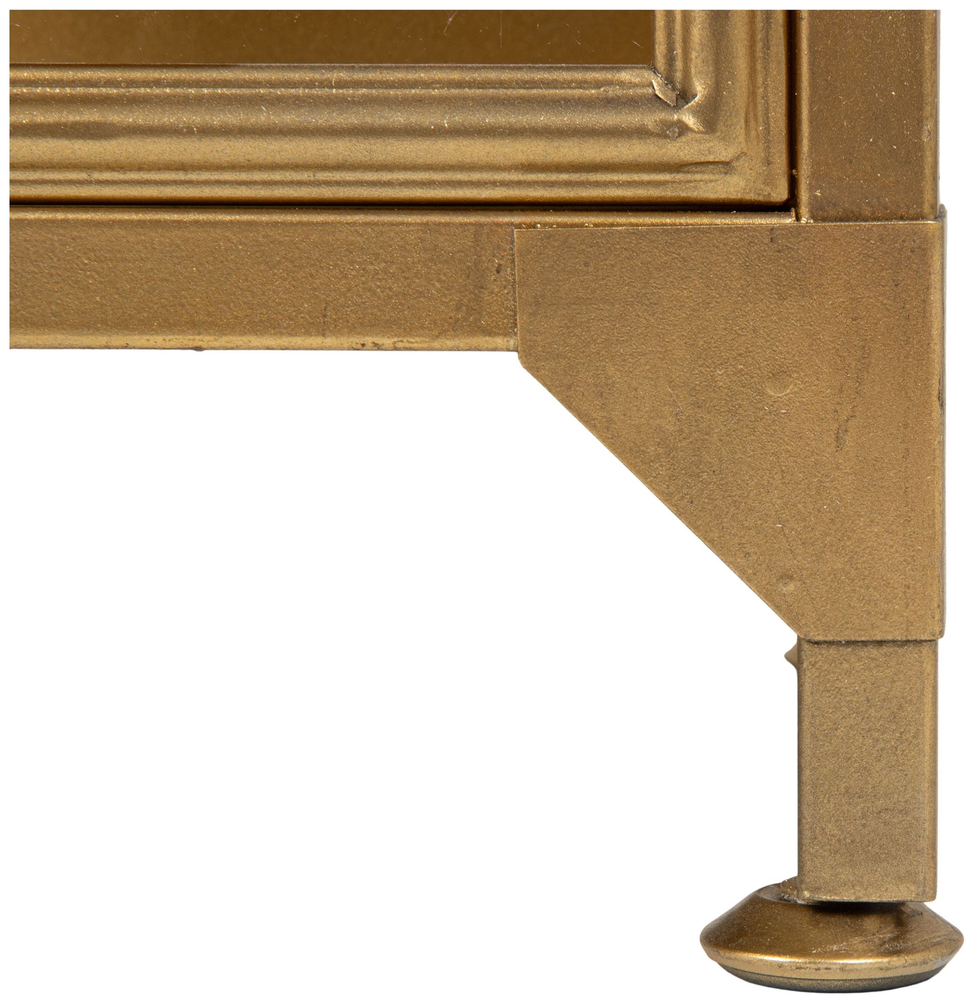 Metal and Glass Cabinet with Arched Doors and 3 Shelves, Gold