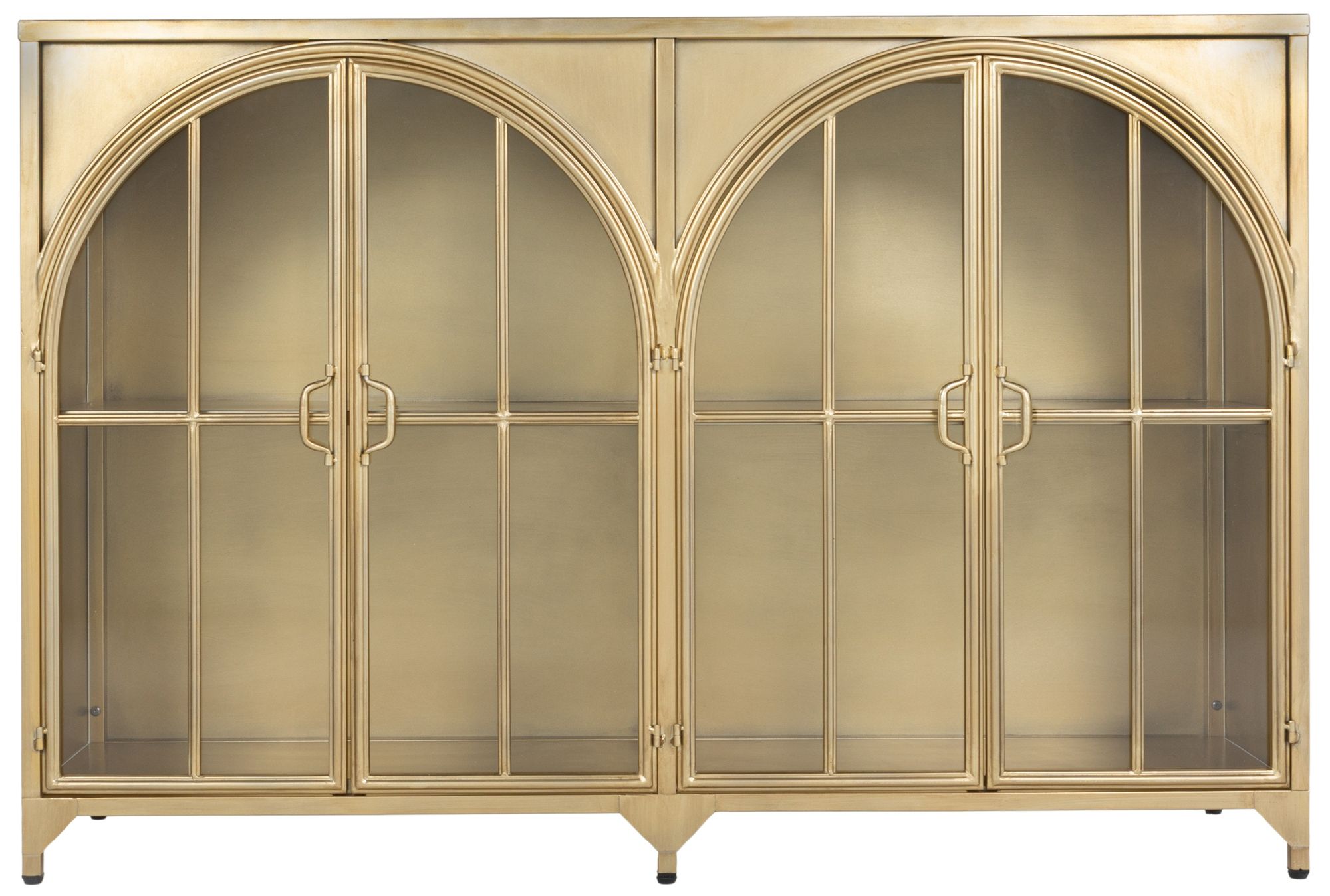 Image 2 Metal and Glass Side Board with Arched Doors, Gold more views