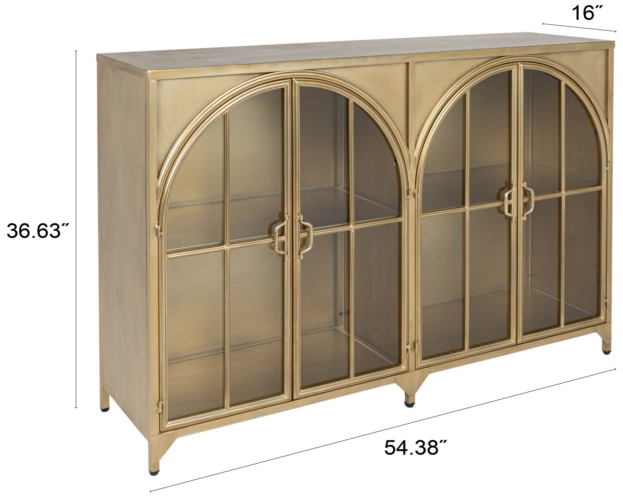 Image 3 Metal and Glass Side Board with Arched Doors, Gold more views