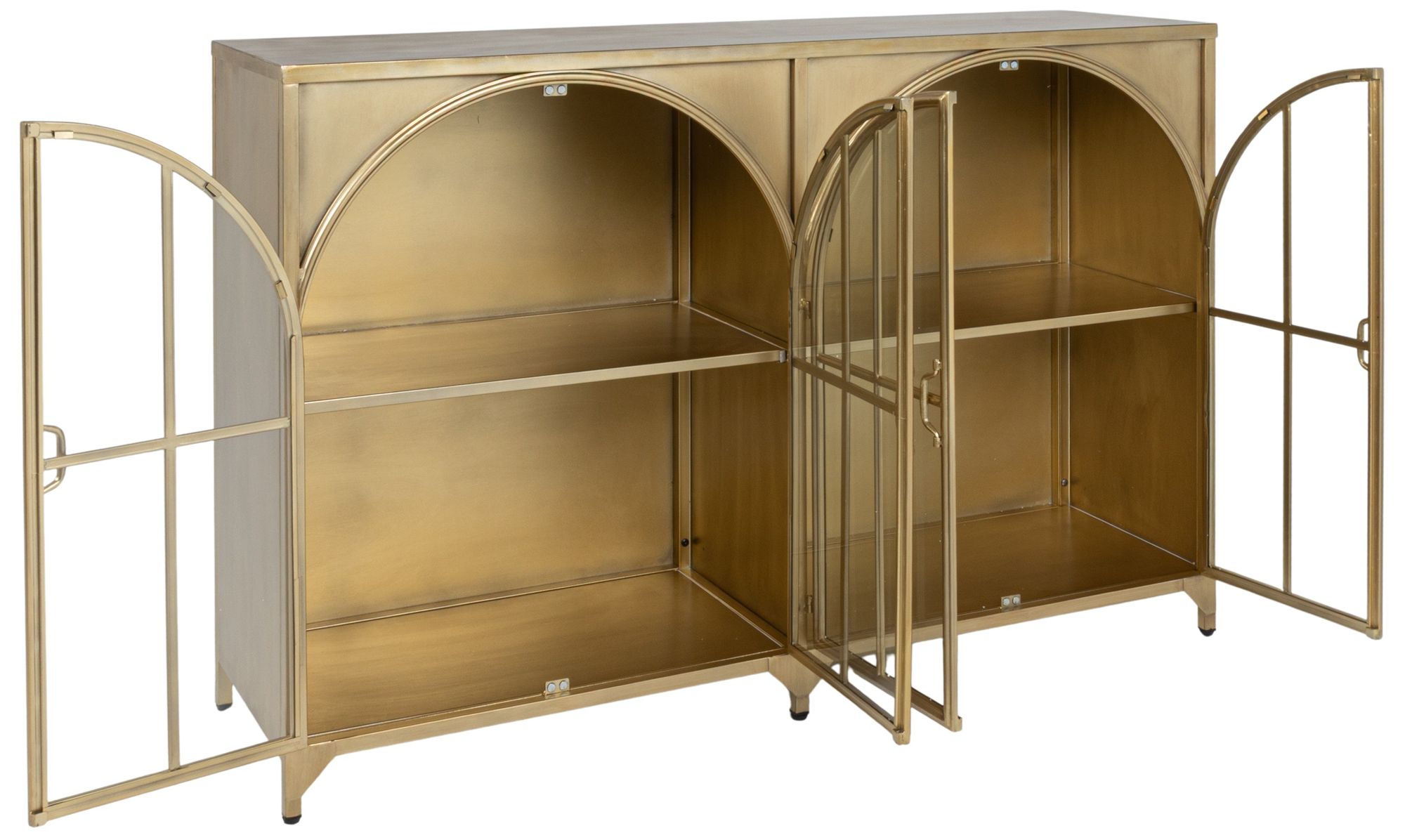 Image 7 Metal and Glass Side Board with Arched Doors, Gold more views