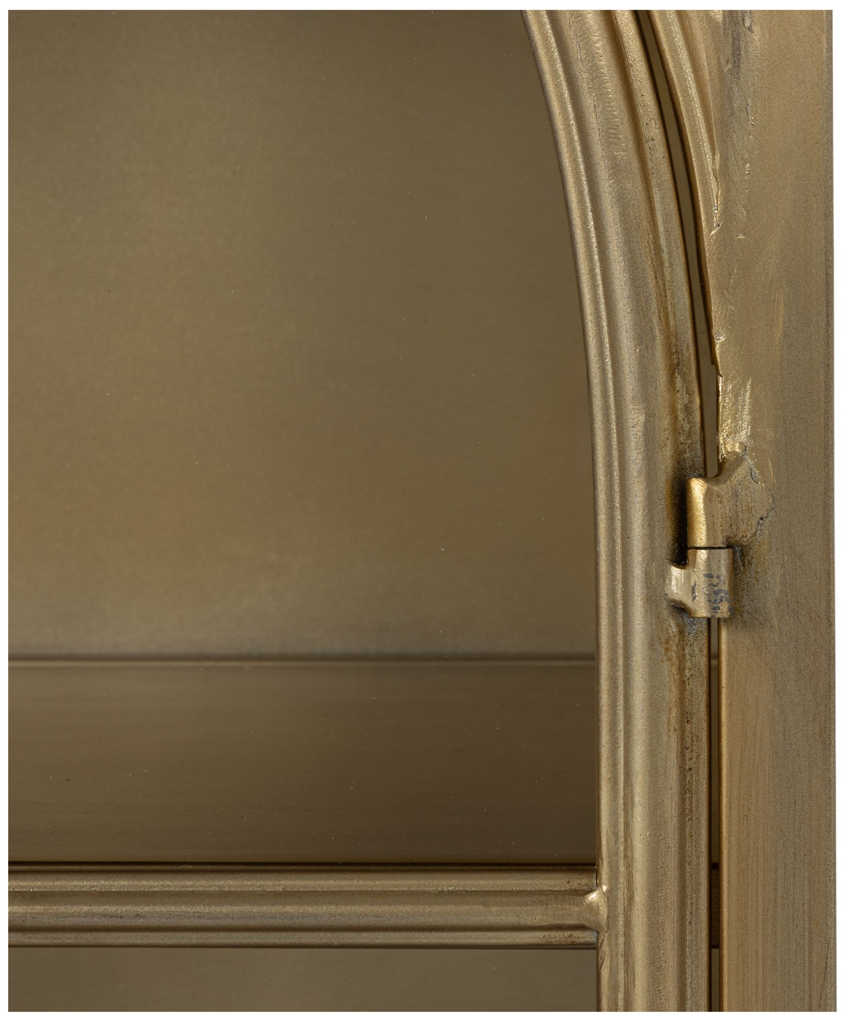 Metal and Glass Side Board with Arched Doors, Gold