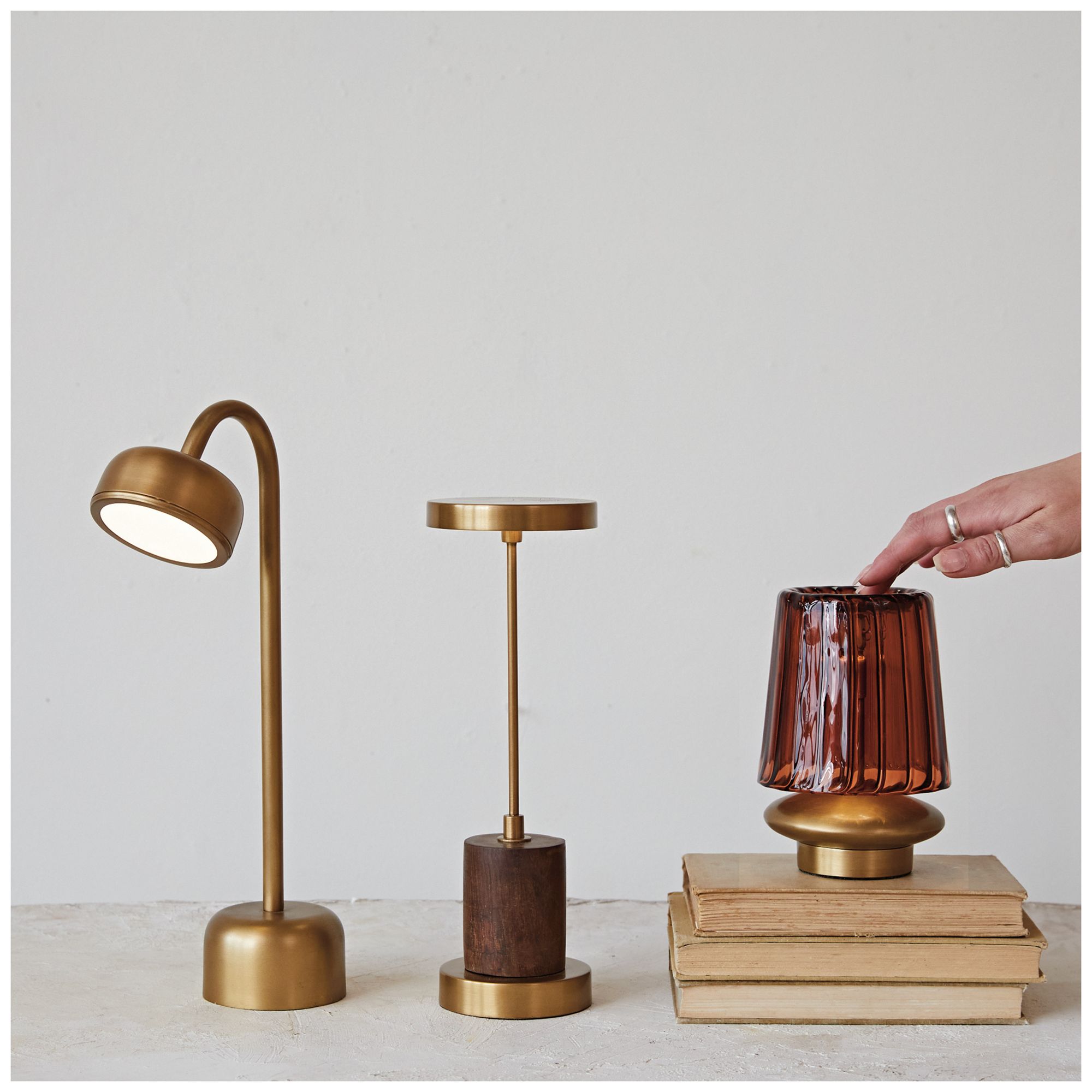 Image 2 Metal and Mango Wood LED Table Lamp with Touch Sensor more views