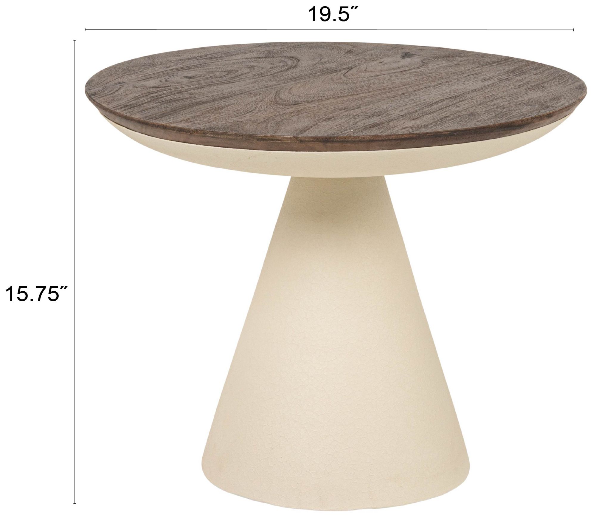 Image 2 Metal and Wood Pedestal Side Table, Cream more views