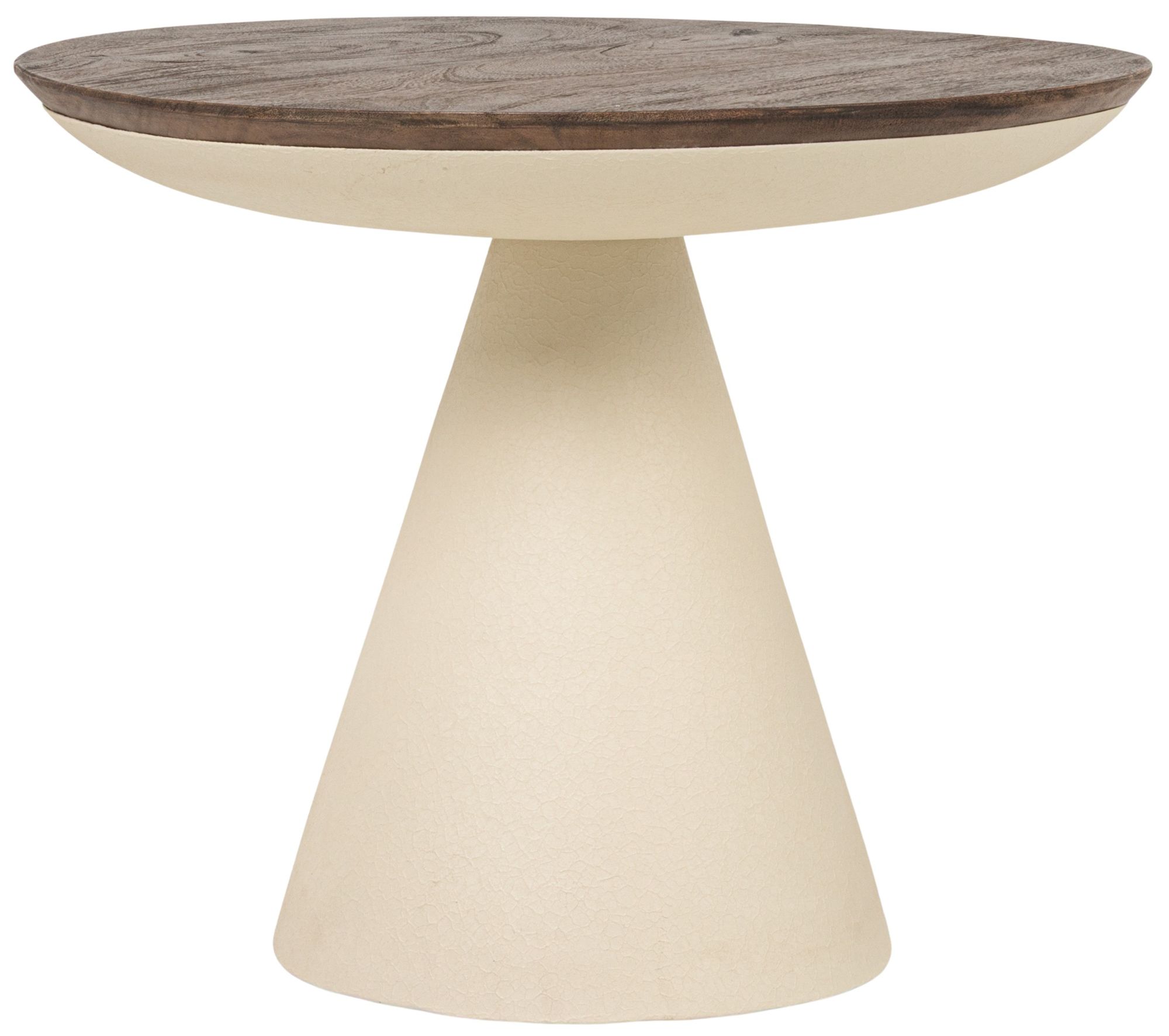 Image 6 Metal and Wood Pedestal Side Table, Cream more views