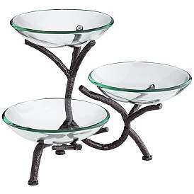 Image2 of Metal Branching 12" High 3-Tier Stand with Glass Bowls