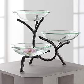 Image1 of Metal Branching 12" High 3-Tier Stand with Glass Bowls