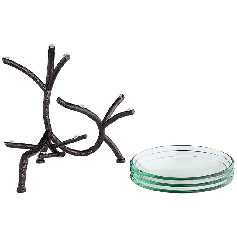 Image 6 Metal Branching 12" High 3-Tier Stand with Glass Bowls more views